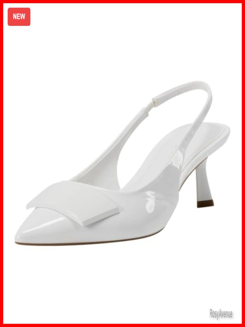 Faux Patent Leather Pointed Toe Slingback Stiletto Heel Pumps Dress Shoes